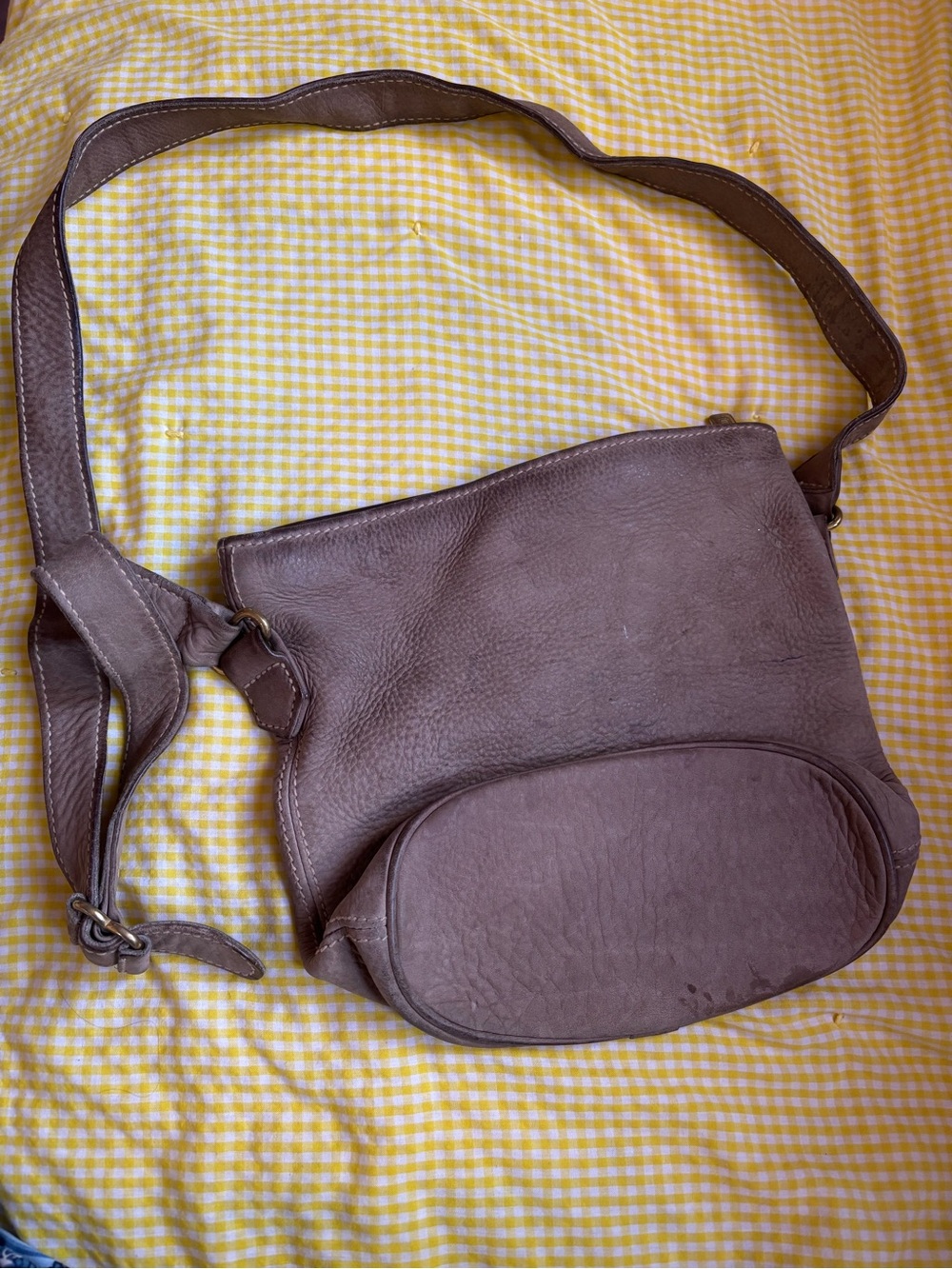 Coach Brown Leather Messenger Bag with Front Pouch